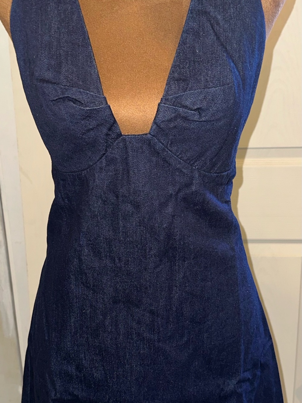 Free People Deep Blue Backless Denim Dress - Picture 1 of 8